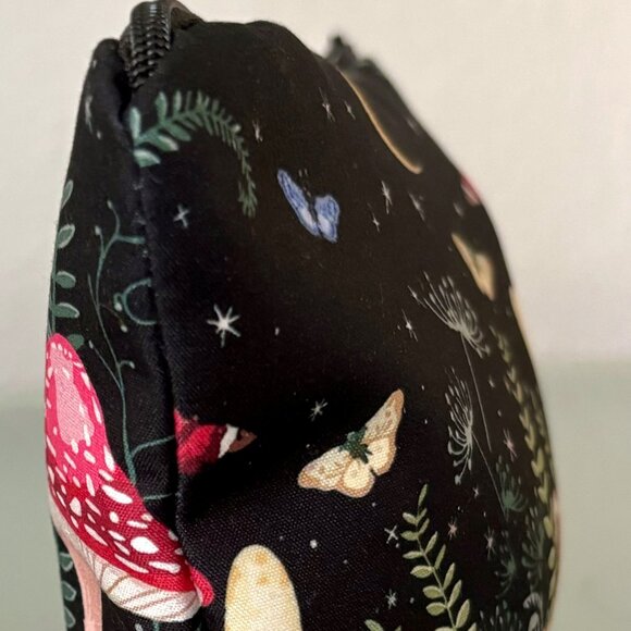 Magical Forest at Night Mushrooms Moths Moon Padded Zippered Pouch Travel Bag - Picture 4 of 6